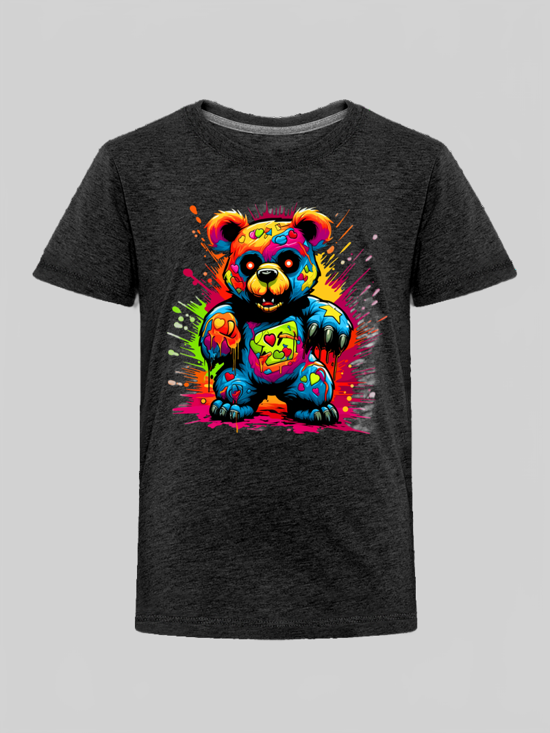 Toddler Boys Multicolored Color Splash Teddy Bear Crewneck Short Sleeve T-Shirt