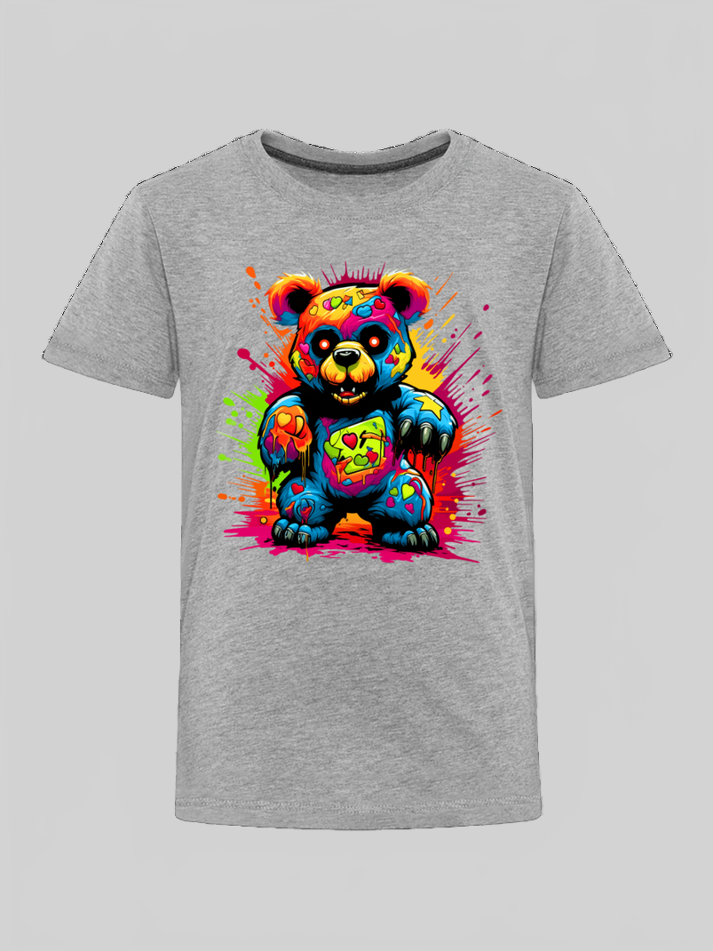 Toddler Boys Multicolored Color Splash Teddy Bear Crewneck Short Sleeve T-Shirt