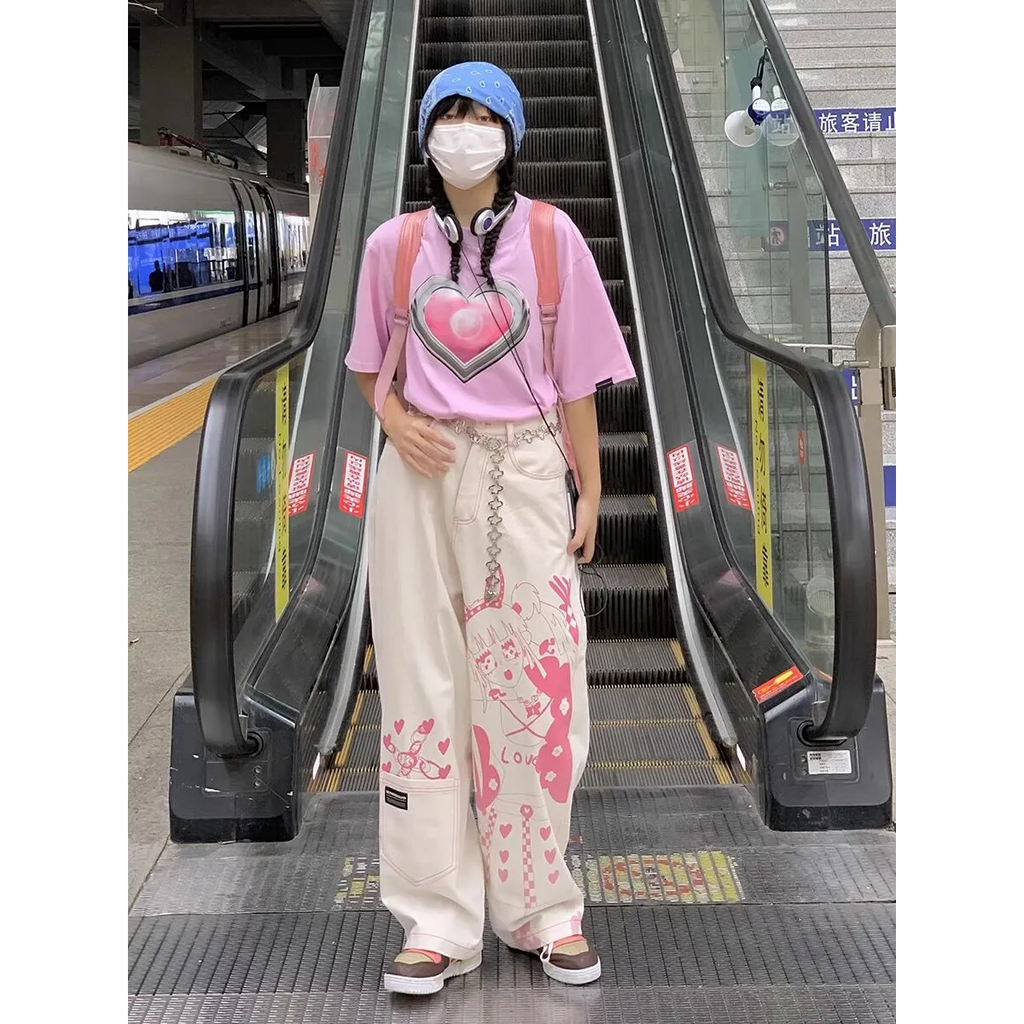 Cute Pink Girl Graffiti Jeans