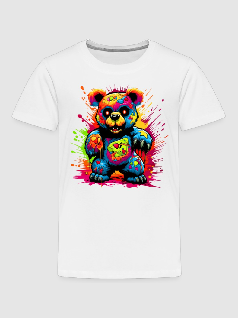 Toddler Boys Multicolored Color Splash Teddy Bear Crewneck Short Sleeve T-Shirt