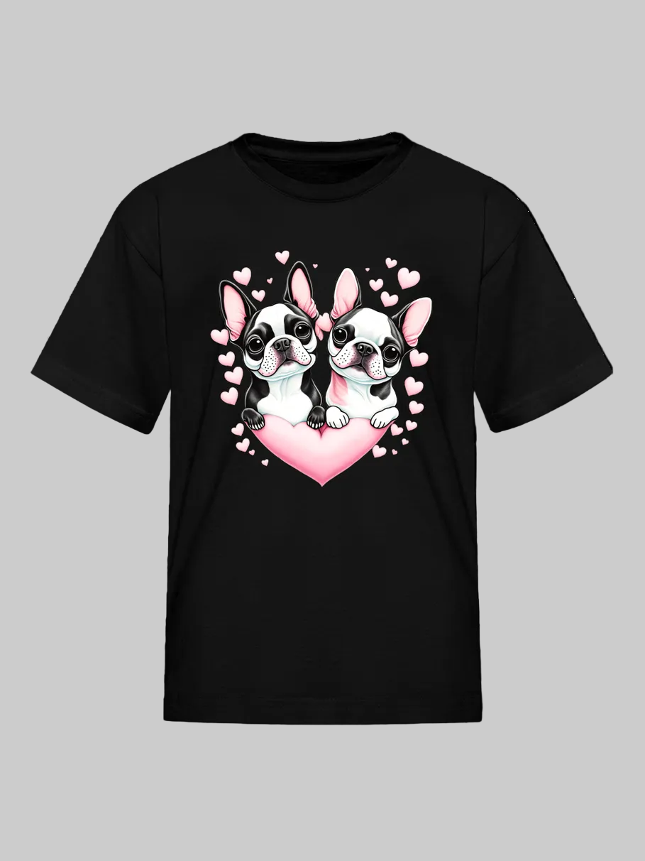 Girls Pugs and Hearts Short Sleeve T-Shirt